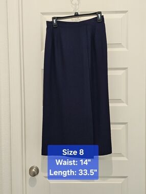 Kasper & Co ASL Navy Blue Midi Column Skirt - Size 8 - EUC